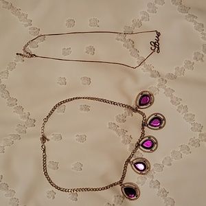 Fuchsia and Gold Costume Necklaces